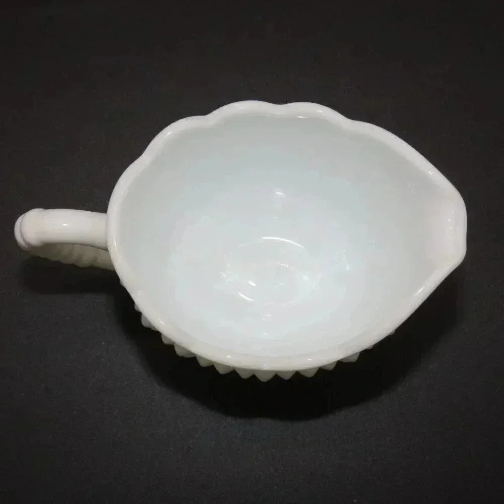 Vintage Fenton Oval Hobnail Milk Glass Sugar Bowl Creamer Set 1950s 1960s - Picture 6 of 8